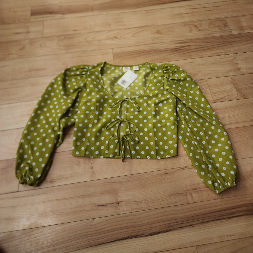 NWT Levi's sweet daisy split pea embry blouse size xs